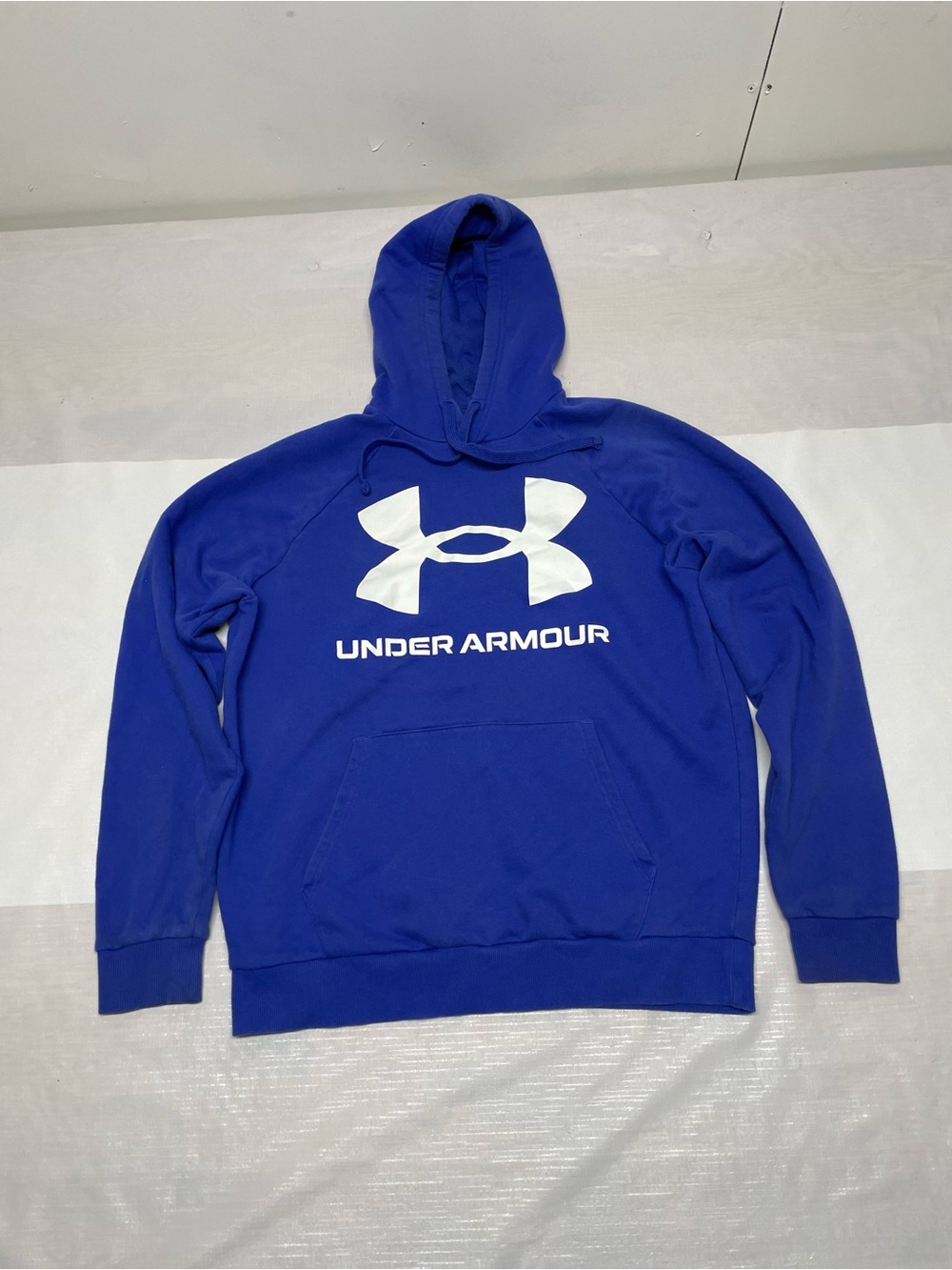 Under Armour Royal Blue Full-Zipstyle Hoodie with White Logo Sz: Large